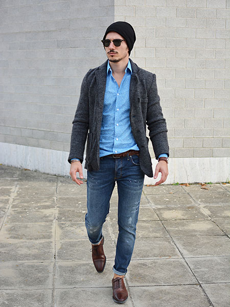 Стильные примеры мужчин в джинсах и туфлях