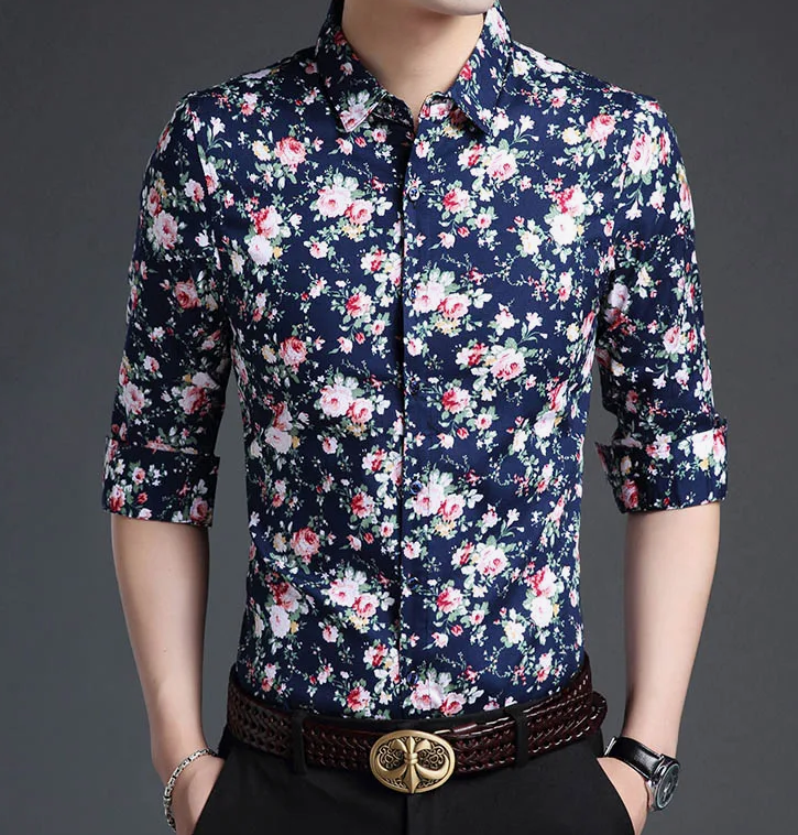 Мужская рубашка с цветочными узорами