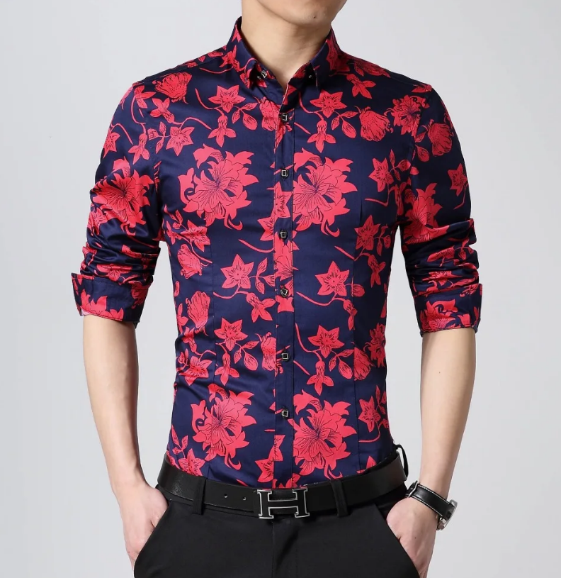 Мужская рубашка с цветочными узорами